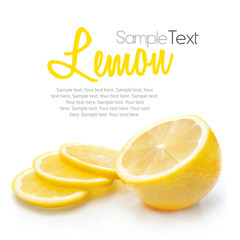 Lemon isolated on white with text