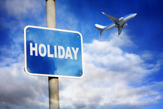 Holiday sign and plane