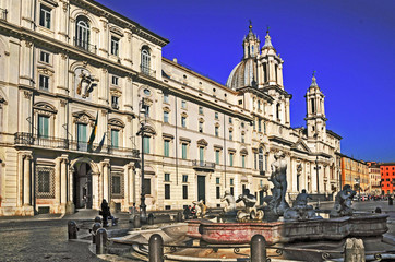 Fototapeta premium Piazza Navona, fontana e Santa Agnese in Agone - Roma