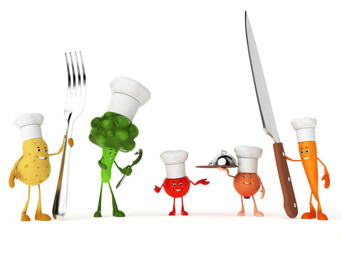 3d rendered illustration of some funny food characters