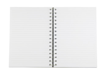 Blank note book with three ring binder holes isolated on white.