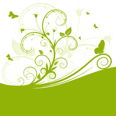 Fototapeta na wymiar Hintergrund, abstrakt, grün, Frühling, Flora, geschwungen, Stil