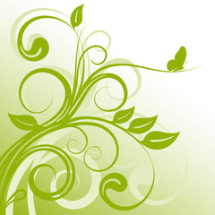 Frühling, Floral, Natur, grün, Schmetterling, Hintergrund, Deko