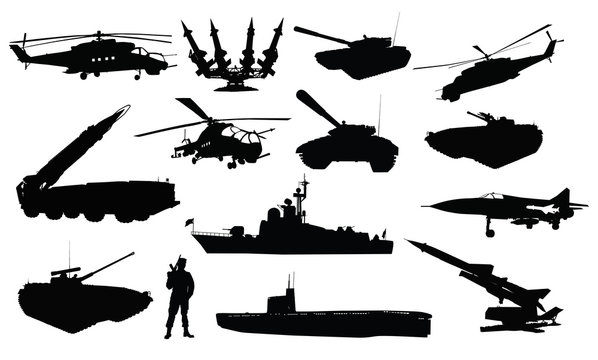 High detailed soviet (russian) military silhouettes