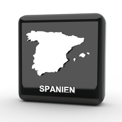 Button 3d Karte Spanien schwarz