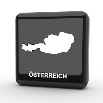 Button 3d Karte &Ouml;sterreich schwarz