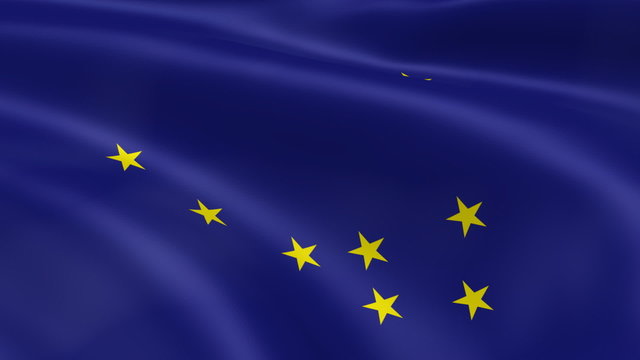 Alaskan flag in the wind