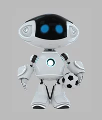 Foto op Plexiglas Schattige robot houdt bal vast © Vladislav Ociacia