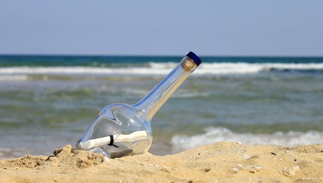 Letter in a Bottle on the Seashore