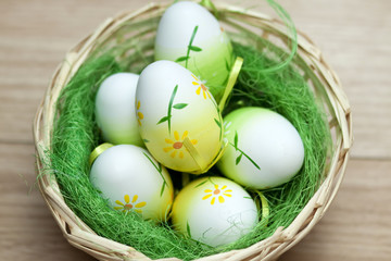 basket with easter eggs