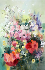 Panele Szklane  Akwarela malarstwo piękne kwiaty.