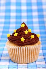 Closeup view of delicious cup cake with stars