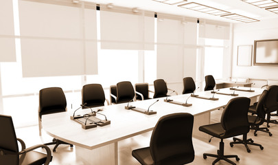 Office interior with leather furniture