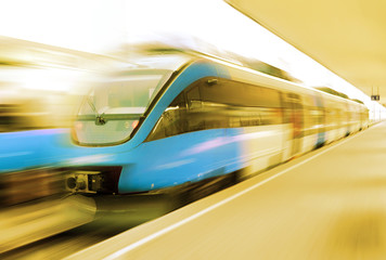 Modern speed train on a station