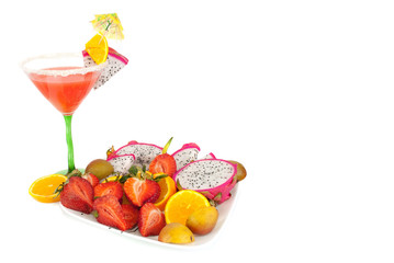 Exolic coctail and fruits.