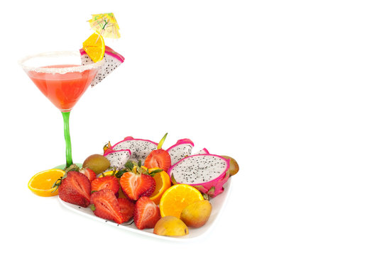 Exolic coctail and fruits.