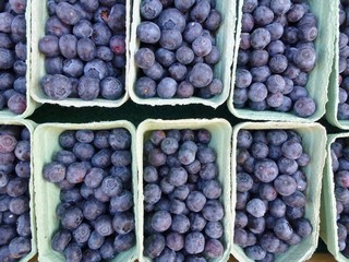 Blueberries in boxes at the greengrocer