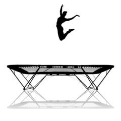 silhouette of female gymnast on trampoline