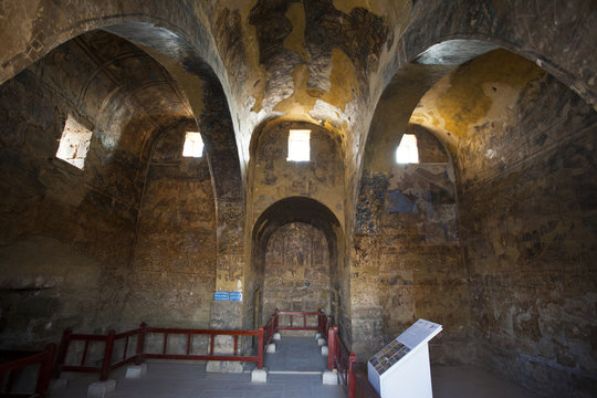 Interior of Amra Castle - bathhouse - Desert Castle in Jordan
