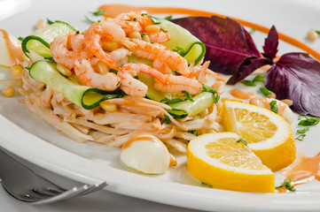 Seafood salad with vegetables