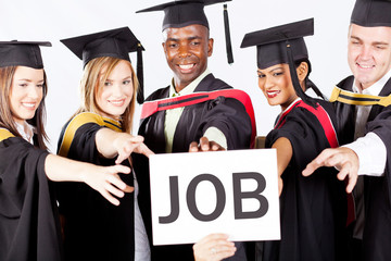 group of graduates grab job