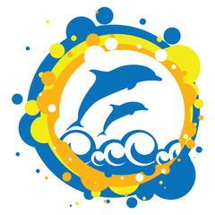 Naklejka premium vector illustration dolphins in the sea