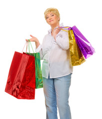 Senior woman with bags