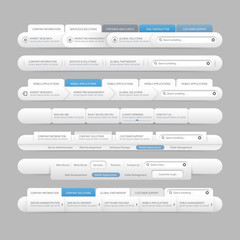 Web design elements with icons set: Navigation menu bars