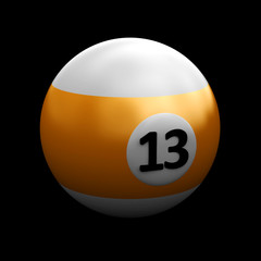 Colorful pool ball over black