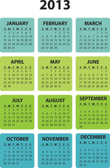 Full editable 2013 vector calendar - weeks starts sunday