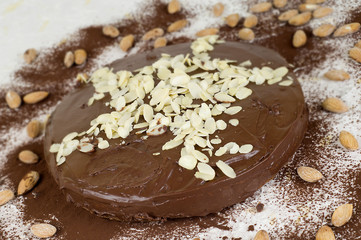 chocolate cake with almonds