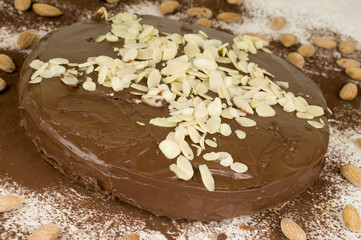 chocolate cake with almonds