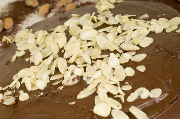 chocolate cake with almonds preparation