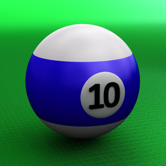 Colorful pool ball over green