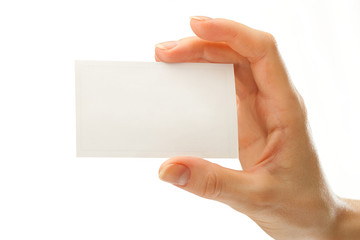 Obraz premium Blank card in female hand