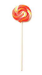 Bright lollipop candy on white background