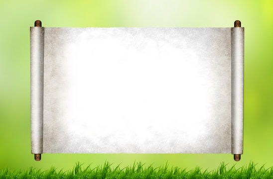 Blank paper, green grass
