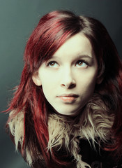 Fototapeta premium Emo look girl with red hair
