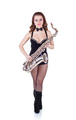 Fototapeta premium Beautiful girl with saxophone
