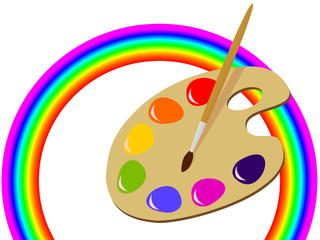 Farbpalette mit Pinsel