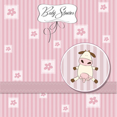funny baby girl shower card with cow