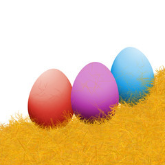 The color eggs on yellow grass