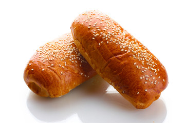 Two roll bread isolated on white