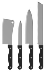 3d render of kitchen knives