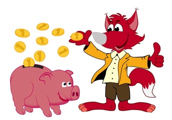 Obraz premium jeder schlaue Fuchs hat ein Sparschwein