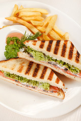 Sandwiches with French fried potatoes