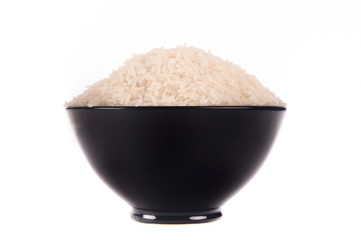 Rice in the black bowl