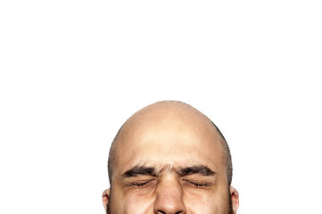 half face closed-eyes expression looking