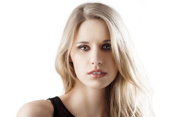 Naklejka premium natural blond woman with mouth slightly open