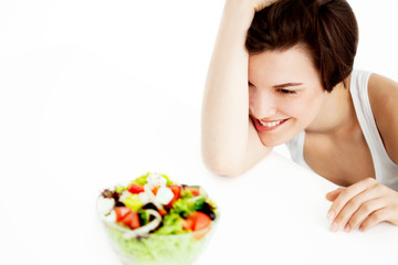 woman with salad